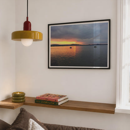 Sunset Landscape Poster mockup - Corner Bedroom Mockup - Landscape