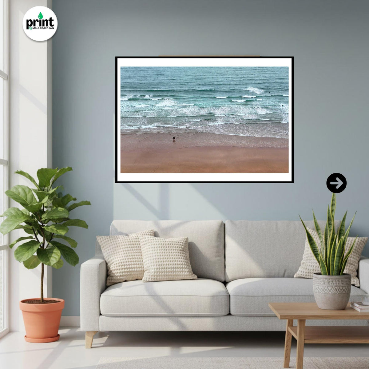 Croyde Beach Aerial Print | North Devon Surf Photography | Coastal Landscape Wall Art
