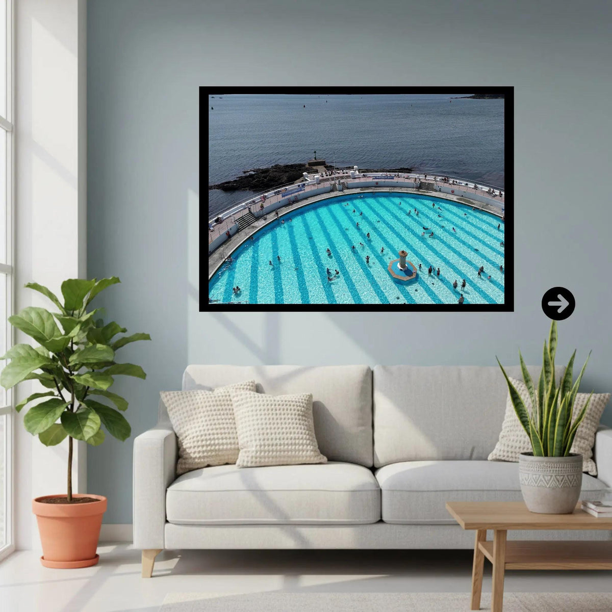 Tinside Lido Panorama Coastal Photography | Outdoor Pool Art Decor | Framed or Poster Print in Multiple Sizes