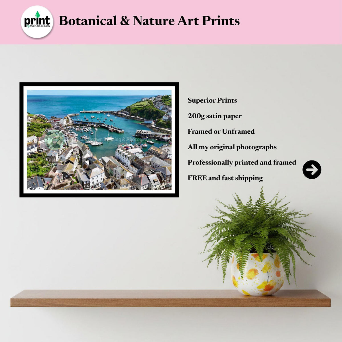Mevagissey Harbour Cornwall Print | Coastal Village Wall Art Photography