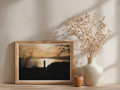 Sunset Silhouette Church Tower Coastal Landscape Poster mockup - Neutral_Mockup_Studio_509