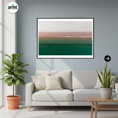 Beach Aerial Print | Devon Coastal Photography | Turquoise Sea Wall Art | Drone Beach Landscape | Seaside Home Decor