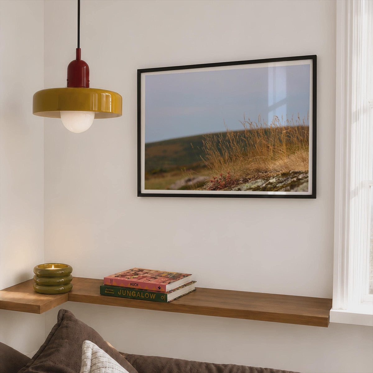 Moorland Grass Poster, Wild Grassland Framed-Print, Golden Heather Moor Wall Art, Dartmoor Landscape Print, British Upland Nature