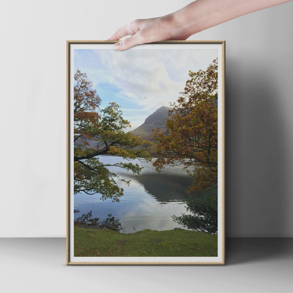 Autumn Lake Mountain Poster, Lakeland Landscape Print, Autumn Trees Wall Art, Nature Photography, British Countryside, Lake District Gift