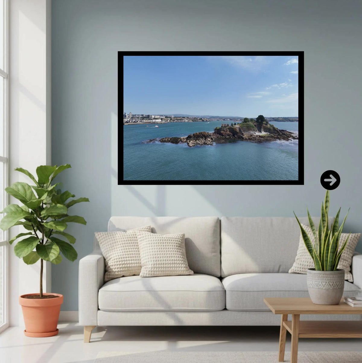 Drake's Island Fortress Panorama | Coastal Art Print of Plymouth Sound, Naval History, Island View, Devon Photography, Framed or Unframed