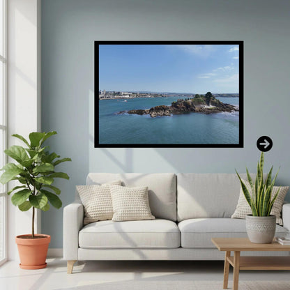 Drake's Island Fortress Panorama | Coastal Art Print of Plymouth Sound, Naval History, Island View, Devon Photography, Framed or Unframed