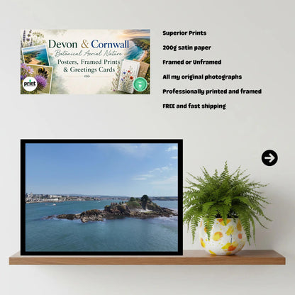Drake's Island Fortress Panorama | Coastal Art Print of Plymouth Sound, Naval History, Island View, Devon Photography, Framed or Unframed