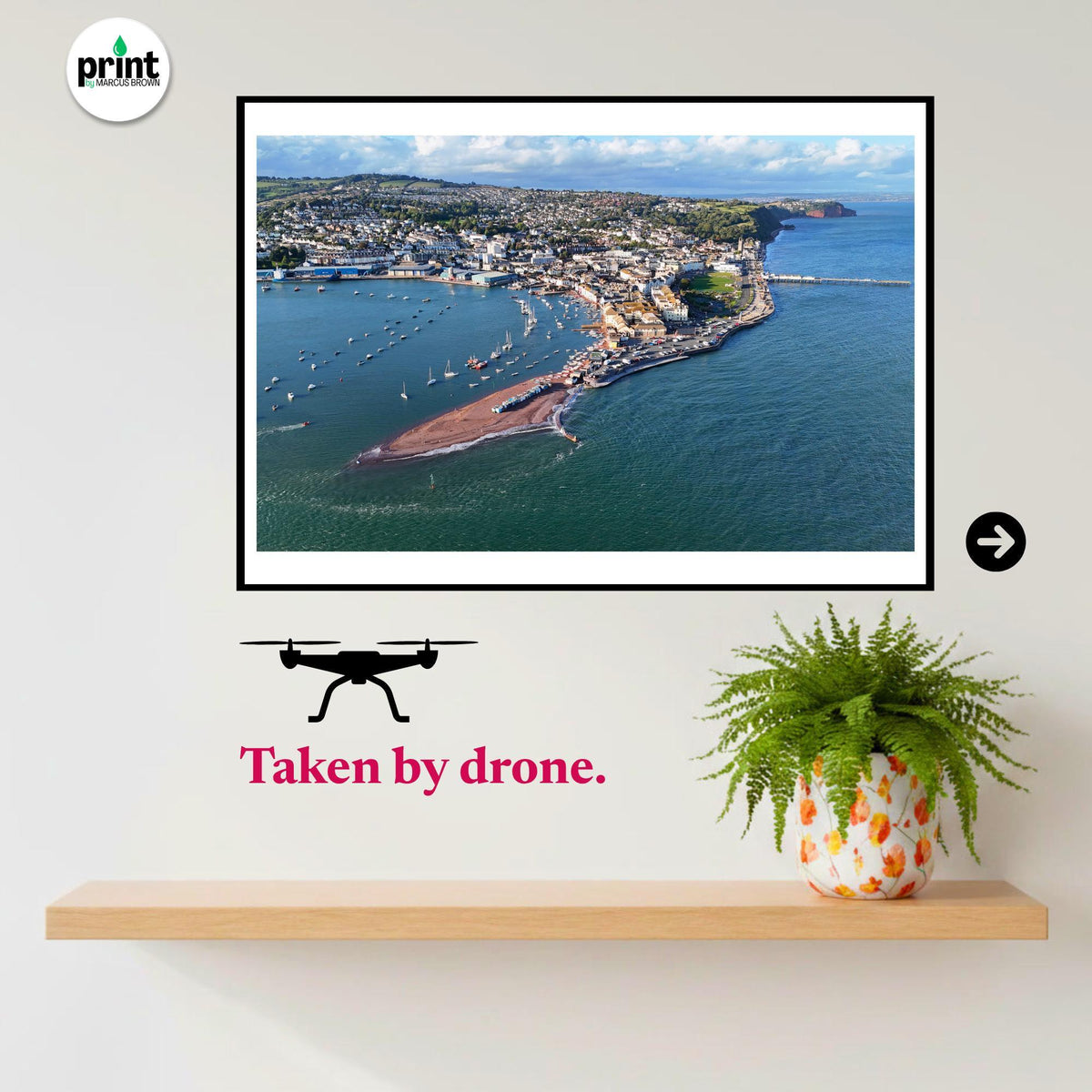 Teignmouth Aerial Print | Devon Coastal Photography, Pier, Back Beach Wall Art