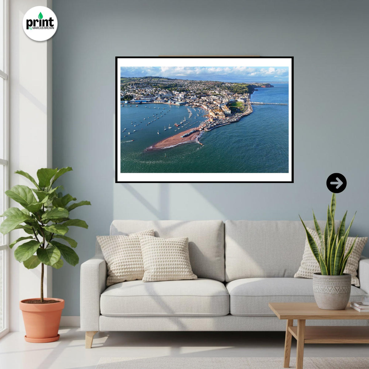 Teignmouth Aerial Print | Devon Coastal Photography, Pier, Back Beach Wall Art