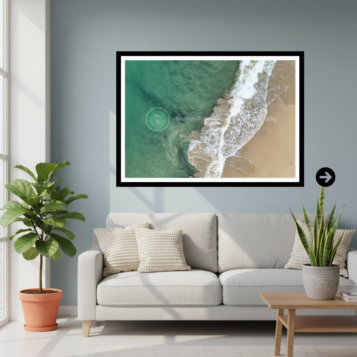 Ocean Abstract Print, Aerial Beach Photography, Coastal Wall Art, Turquoise Waves