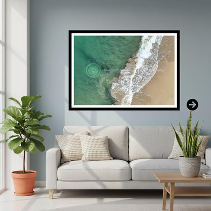 Ocean Abstract Print, Aerial Beach Photography, Coastal Wall Art, Turquoise Waves