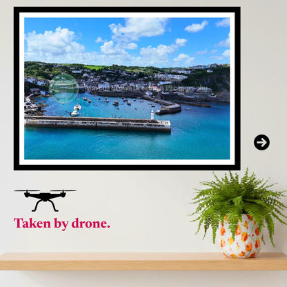 Mevagissey Harbour Cornwall Print | Coastal Village Aerial Photography