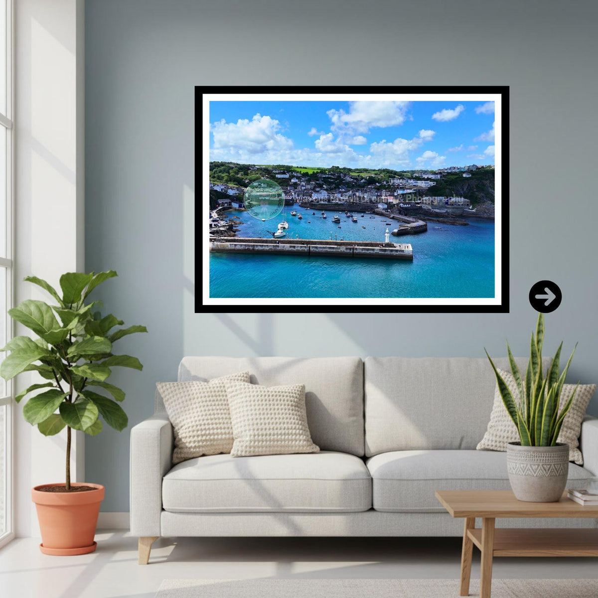 Mevagissey Harbour Cornwall Print | Coastal Village Aerial Photography