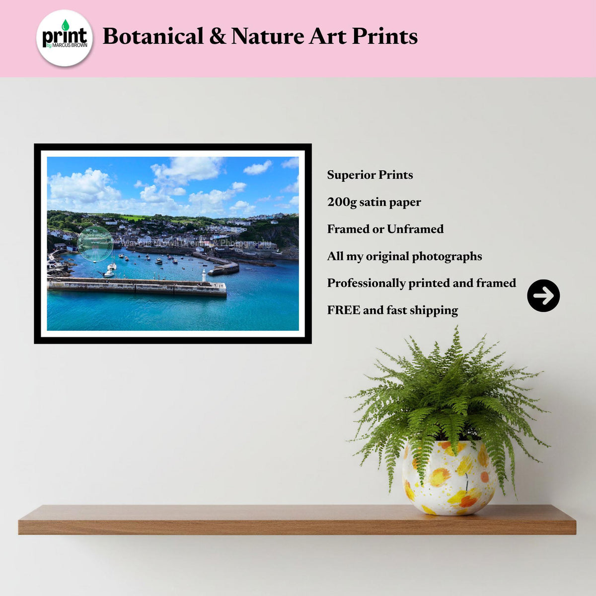 Mevagissey Harbour Cornwall Print | Coastal Village Aerial Photography