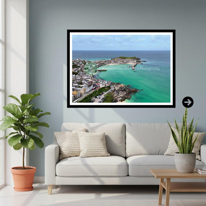 St Ives Bay Print, Cornwall Coastal Wall Art, Aerial Harbour Photography