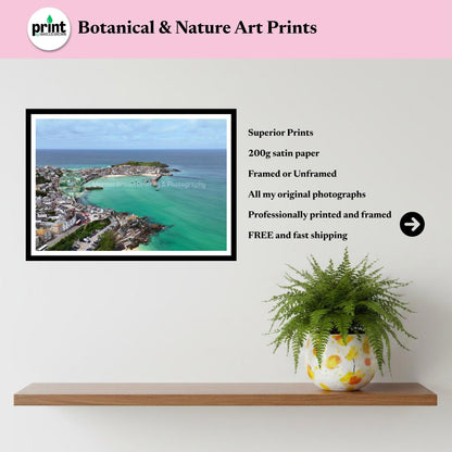St Ives Bay Print, Cornwall Coastal Wall Art, Aerial Harbour Photography