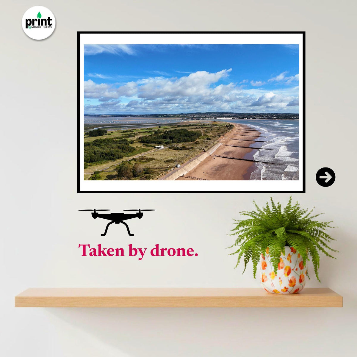 Aerial Dawlish Warren Beach Print | Devon Coastal Photography, Nature Reserve Wall Art