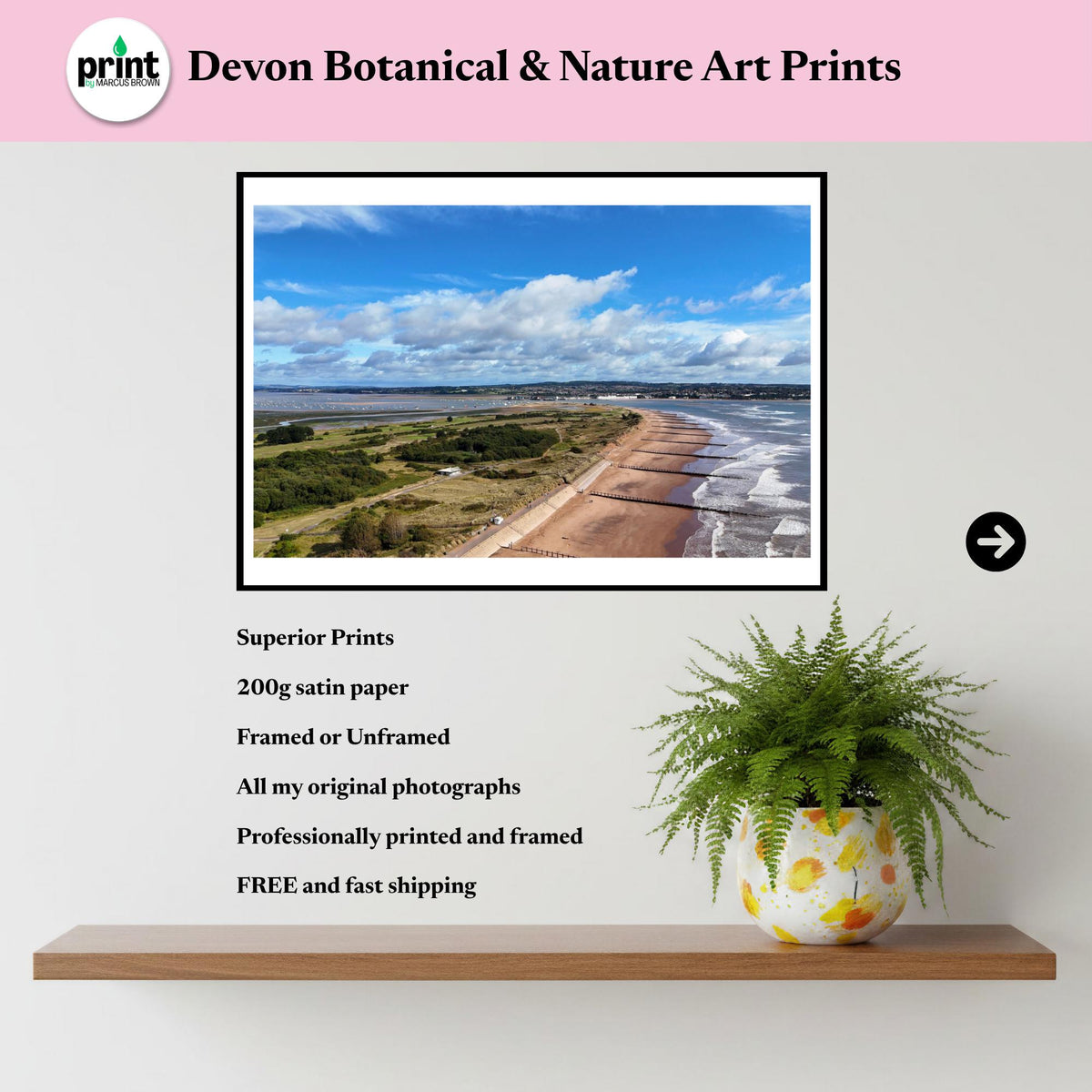 Aerial Dawlish Warren Beach Print | Devon Coastal Photography, Nature Reserve Wall Art