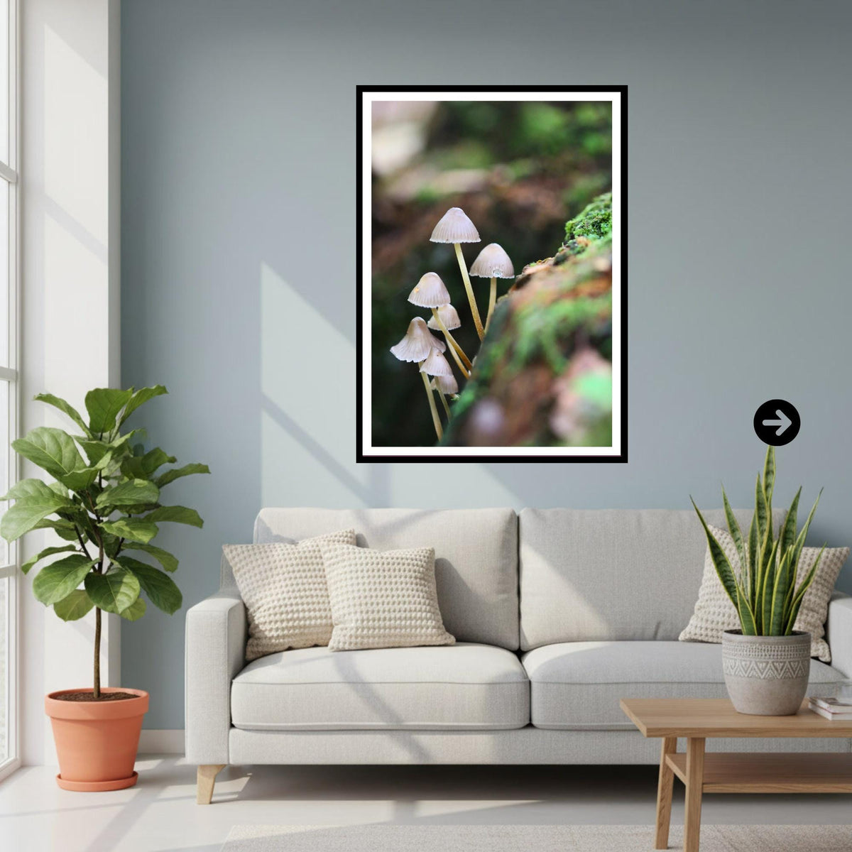 Bonnet Mushroom Fungi Print Art, Bioluminescent Nature Photography, Woodland Decor, Archival FSC Certified Poster, Unique Mycology Gift