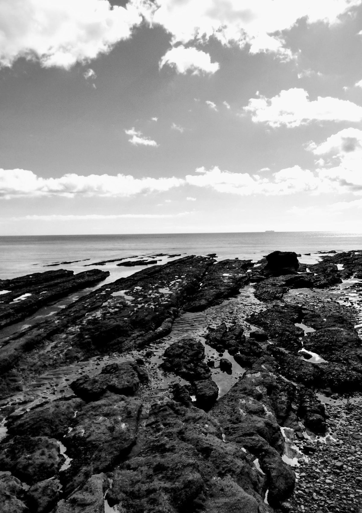 Devon Coastal Rocks Print - Black and White Beach Photography