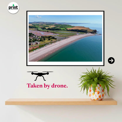 Budleigh Salterton Drone Photograph, Devon Coastal Wall Art, Jurassic Coast Print