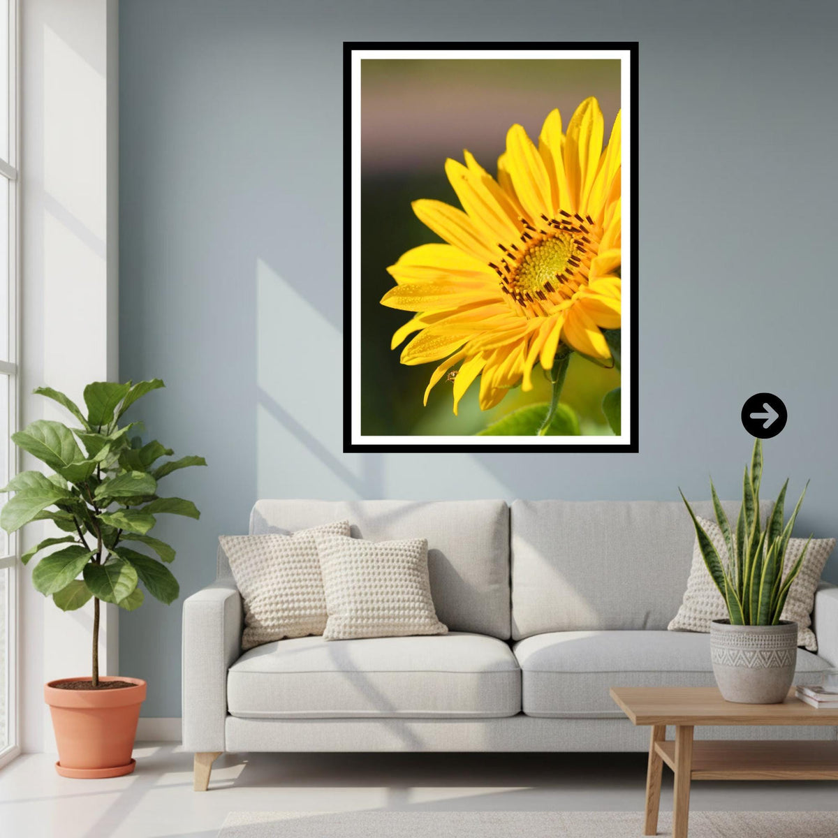Golden Sunflower Photography Print | Botanical Summer Floral Wall Art