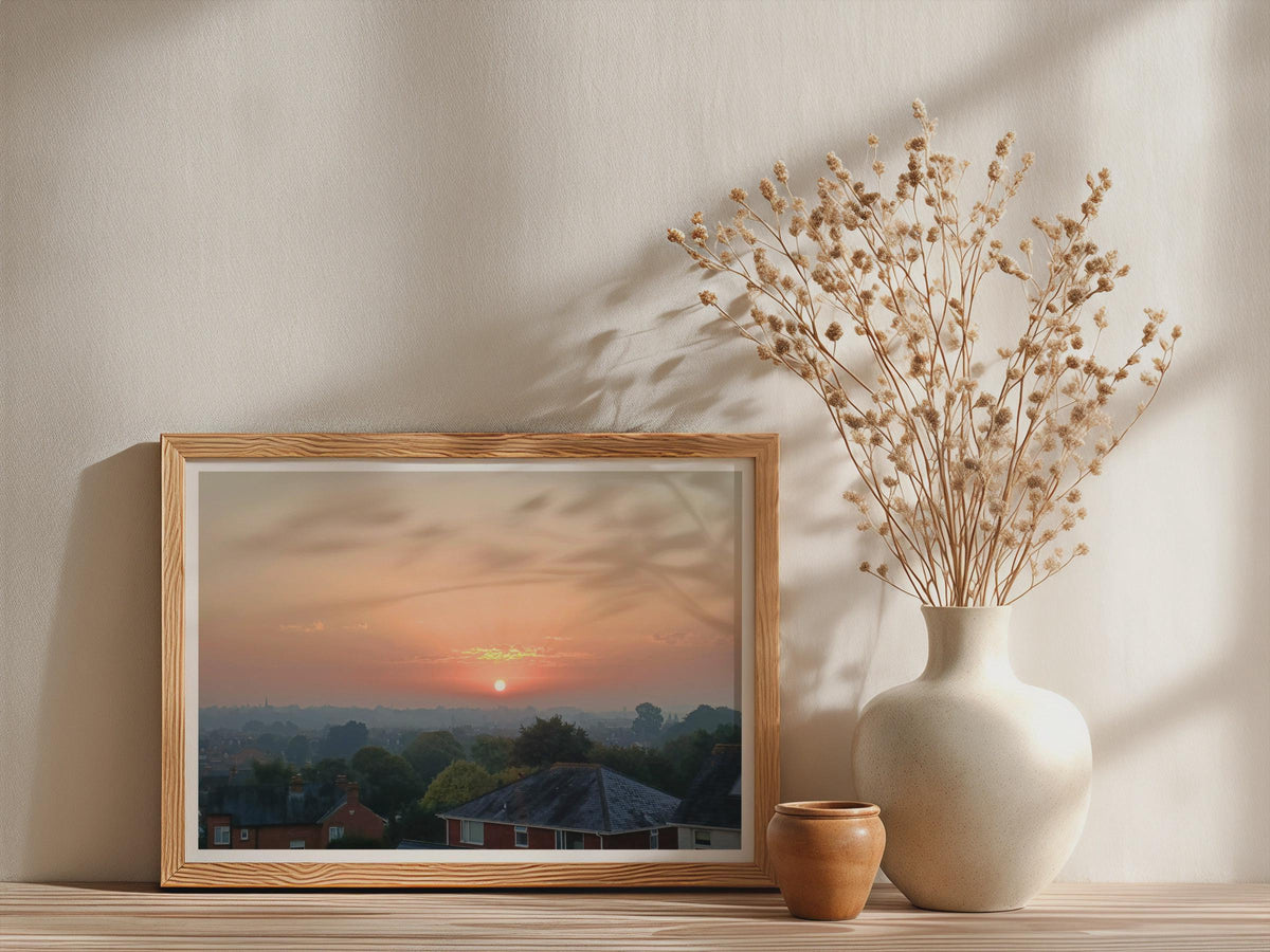 English Town Sunrise Landscape Poster mockup - Neutral_Mockup_Studio_509
