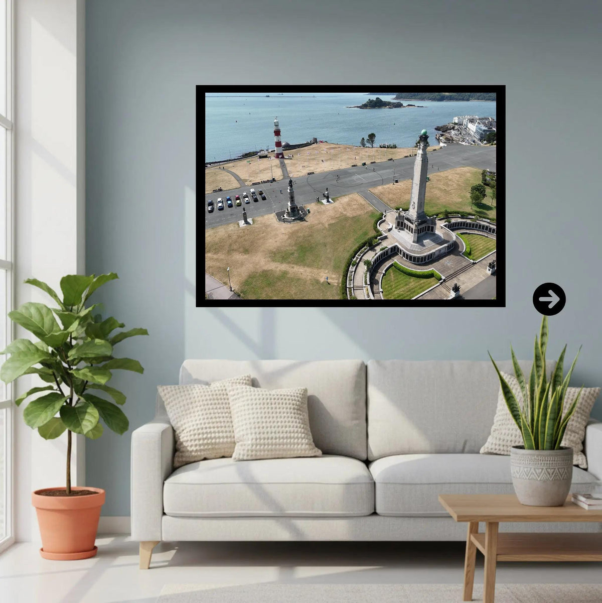 Horizon Gazer Plymouth Hoe Sea View Poster | Coastal Landscape Print with Maritime Spirit | Devon Wall Art in Various Sizes & Frames