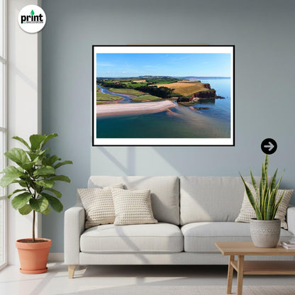 Aerial River Otter Estuary Print, Budleigh Salterton Coastal Landscape Photography
