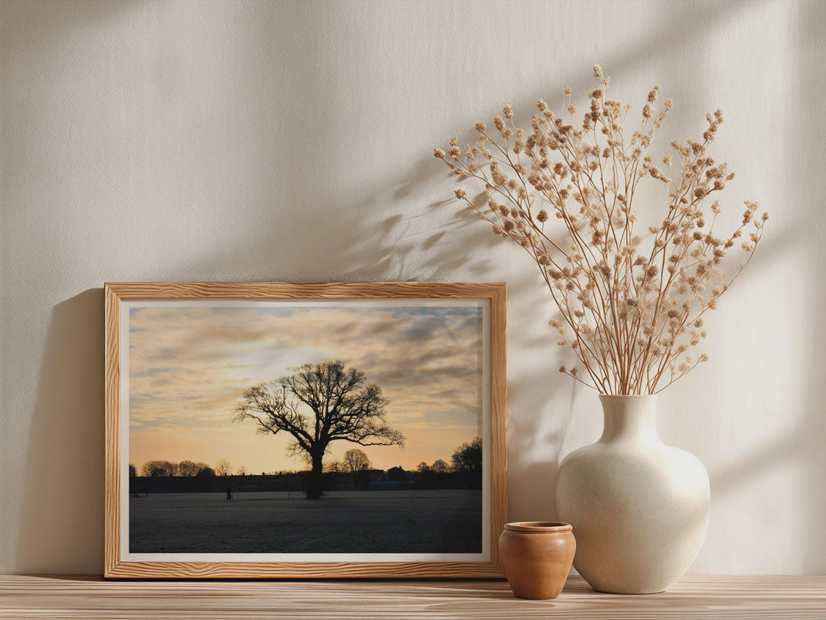 Winter Tree Silhouette Sunset Landscape Poster mockup - Neutral_Mockup_Studio_509