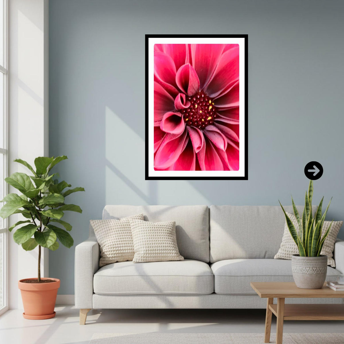 Red Velvet Dahlia Macro Print, Moody Botanical Wall Art, Deep Flower Photography