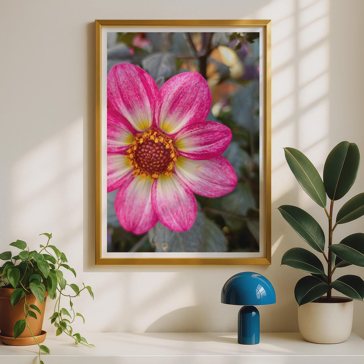 Pink Dahlia Flower Print, Close Up Botanical Photography Poster, Floral Wall Art, Hot Pink Garden Bloom, Nature Photo Print for Home