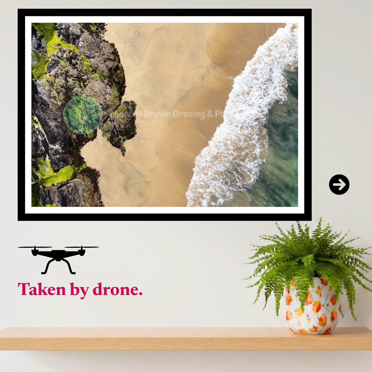 Coastal Abstract Print, Ocean Wave Wall Art, Aerial Beach Photography