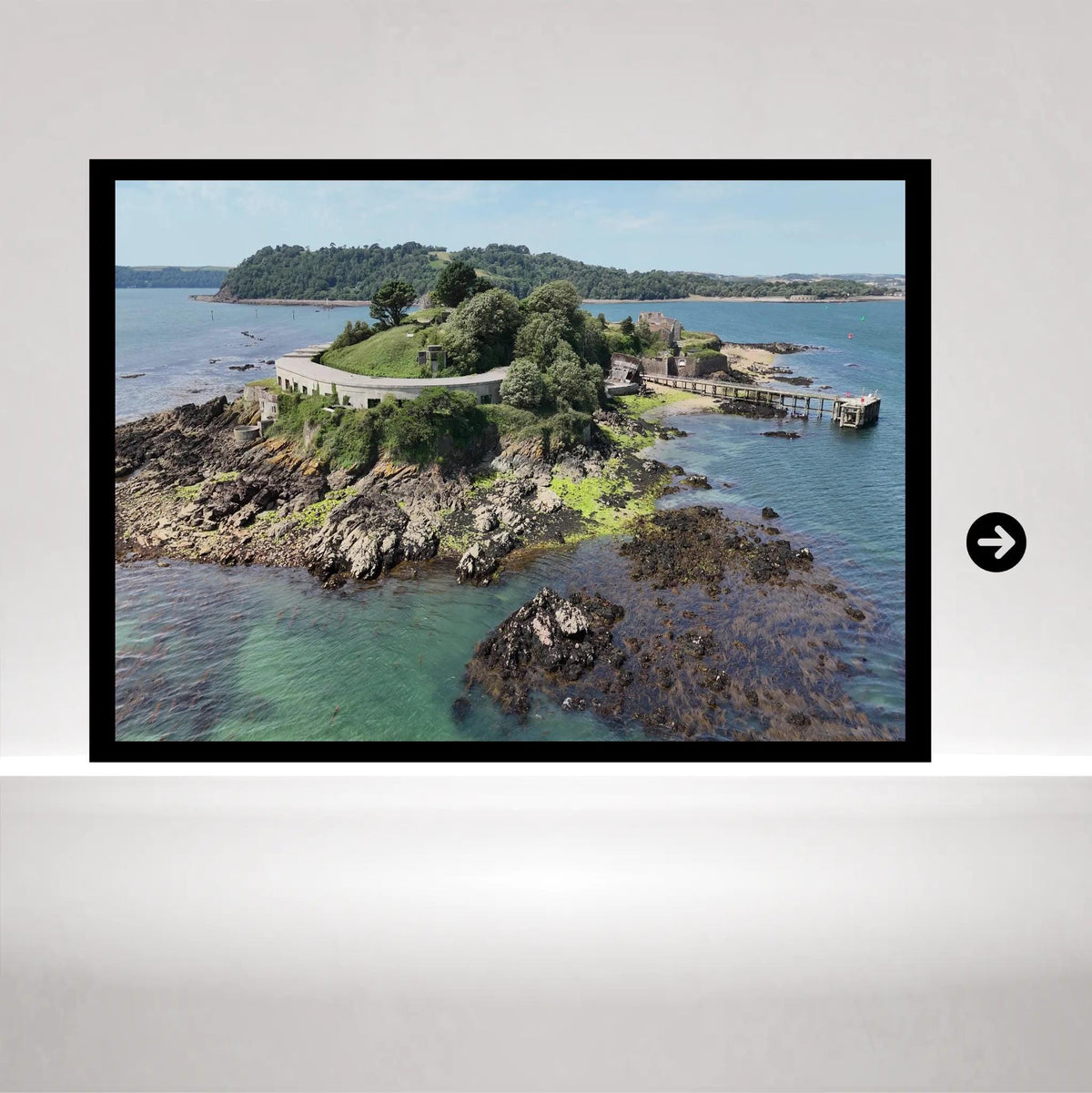 Drake's Island Print | Coastal Art of Plymouth Sound | Historic 16th-Century Fortress Wall | Island Wall Art for Nautical Decor Photography