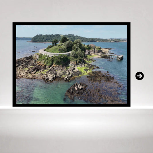 Drake's Island Print | Coastal Art of Plymouth Sound | Historic 16th-Century Fortress Wall | Island Wall Art for Nautical Decor Photography