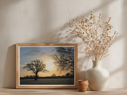 Winter Sunrise Tree Silhouette Landscape Poster mockup - Neutral_Mockup_Studio_509