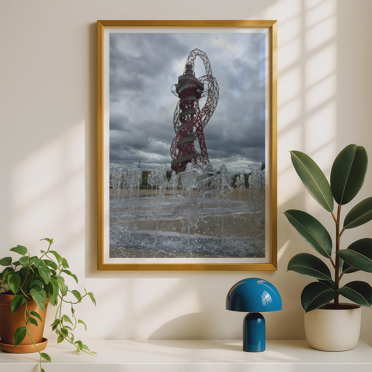 ArcelorMittal Orbit Tower Poster, Queen Elizabeth Olympic Park London, Stratford Landmark Wall Art Print, Red Steel Sculpture Photography