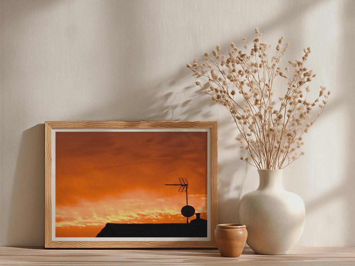 Rooftop Sunset Silhouette Poster mockup - Neutral_Mockup_Studio_509
