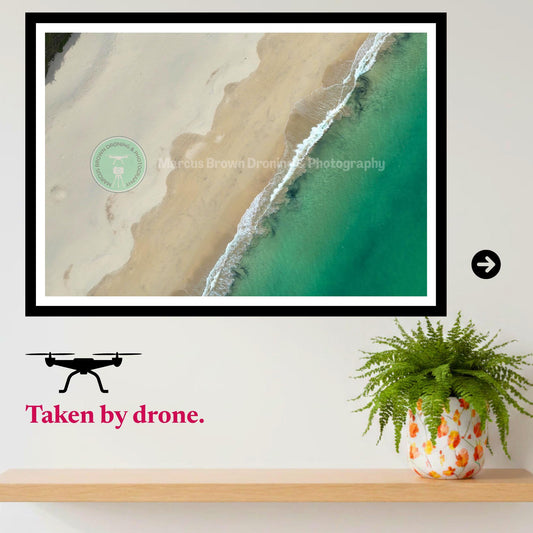 Abstract Beach Print, Turquoise Ocean Wall Art, Aerial Coastal Photography