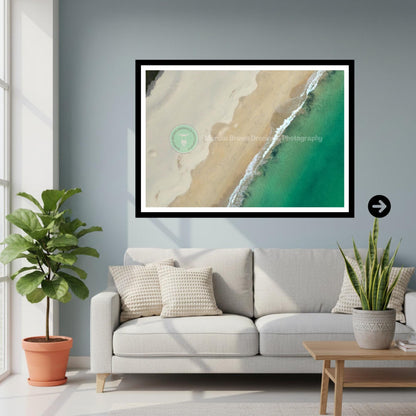 Abstract Beach Print, Turquoise Ocean Wall Art, Aerial Coastal Photography