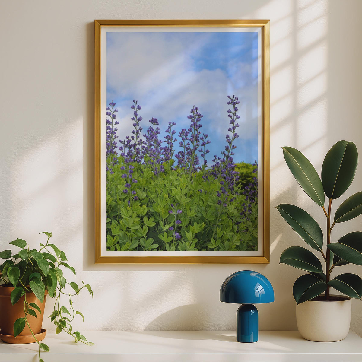 Purple Lupin Flower Poster, Blue Wild Lupin Garden Print, Botanical Wall Art, Floral Nature Photography, Summer Garden Decor