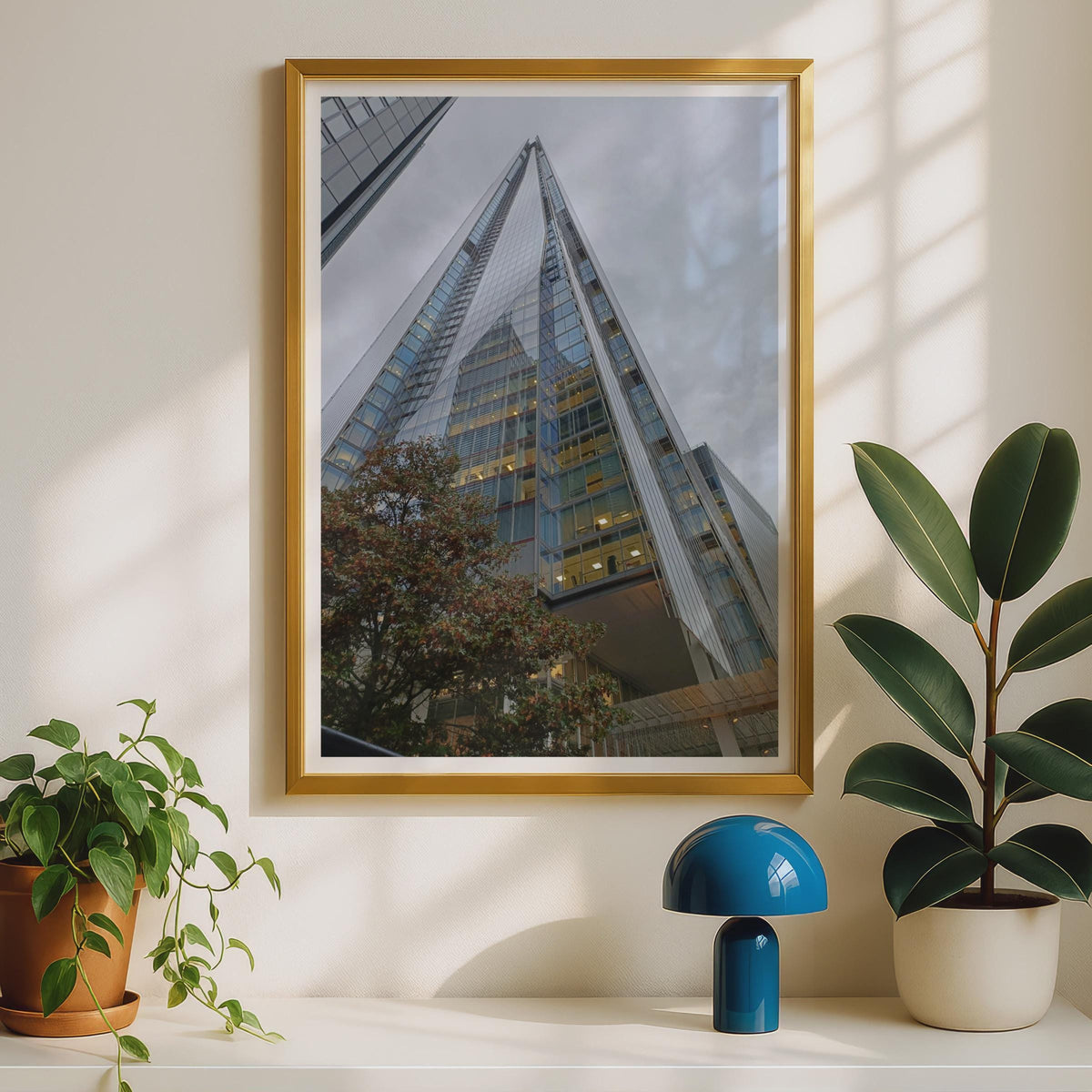 The Shard London Poster, Glass Skyscraper Architecture Print, London Wall Art, City Skyline Photo, Modern Building, Urban Travel Gift