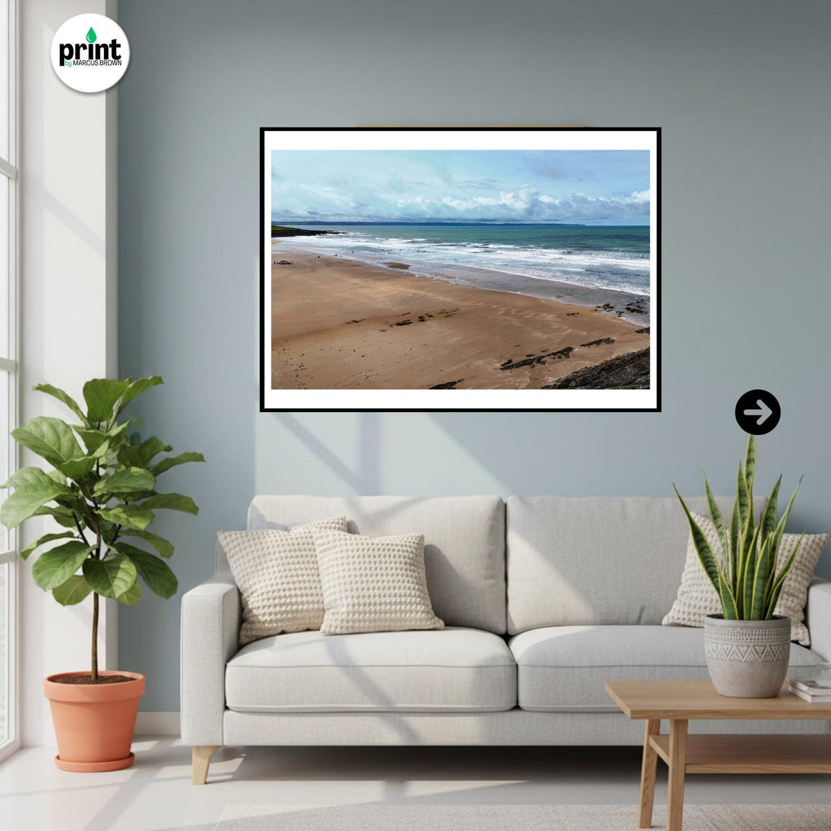 Croyde Beach Drone Photograph, North Devon Coastal Wall Art Print