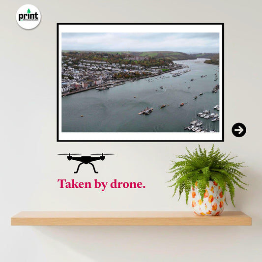 Dartmouth Drone Photograph, River Dart Wall Art, Devon Harbour Print