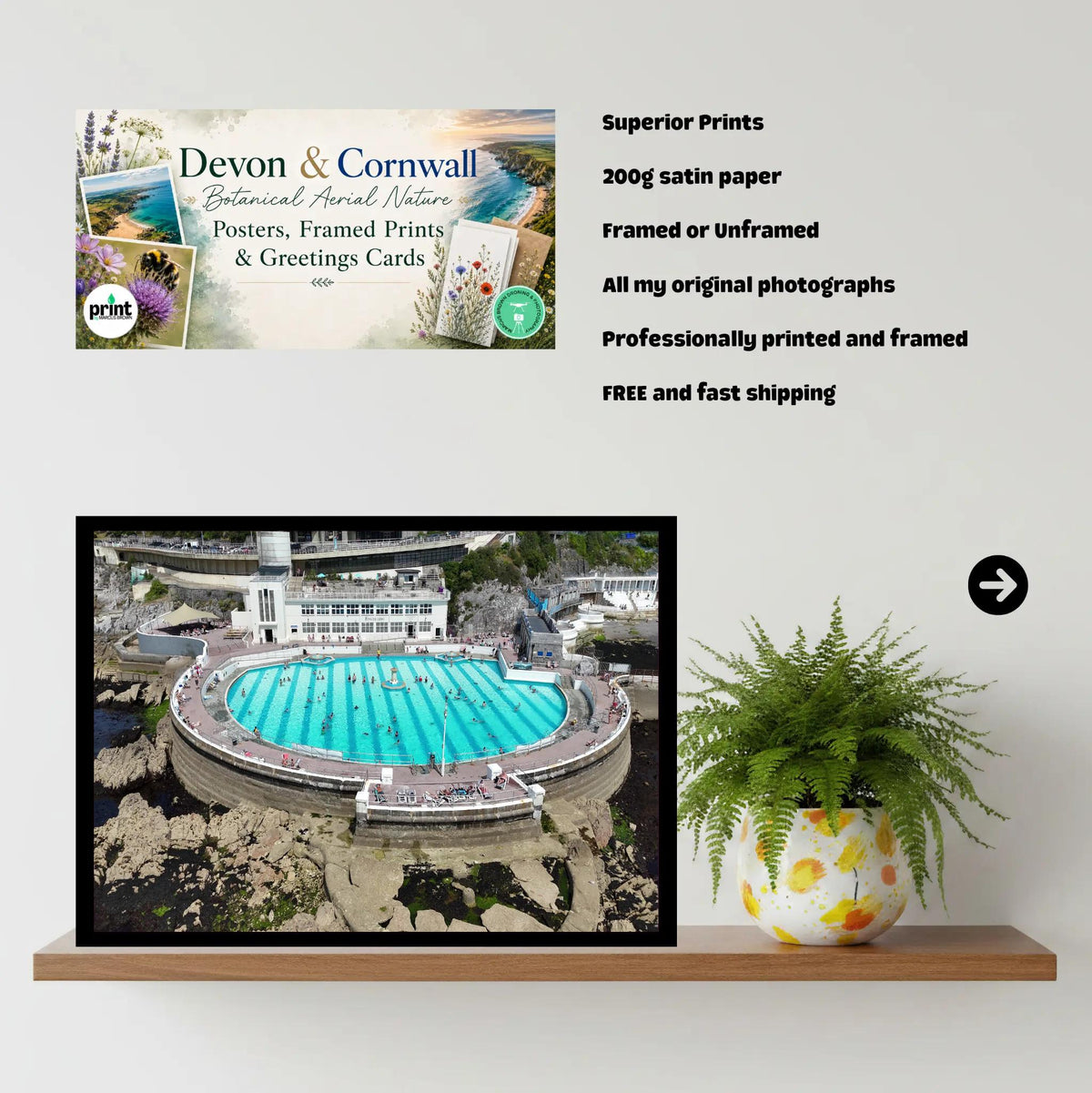 Tinside Lido Art Deco Coastal Photography | Plymouth Seafront Outdoor Pool Print | Maritime Wall Art in Various Sizes and Frames