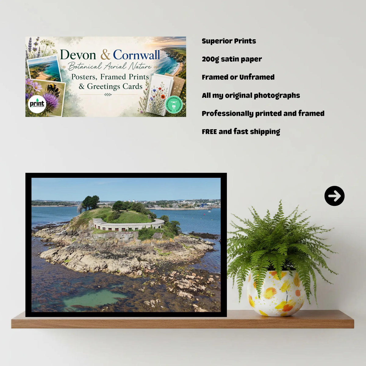 Drake's Island Artillery Ports | Coastal Defense Photography | Plymouth Sound Island Print | Devon Navy History Wall Art