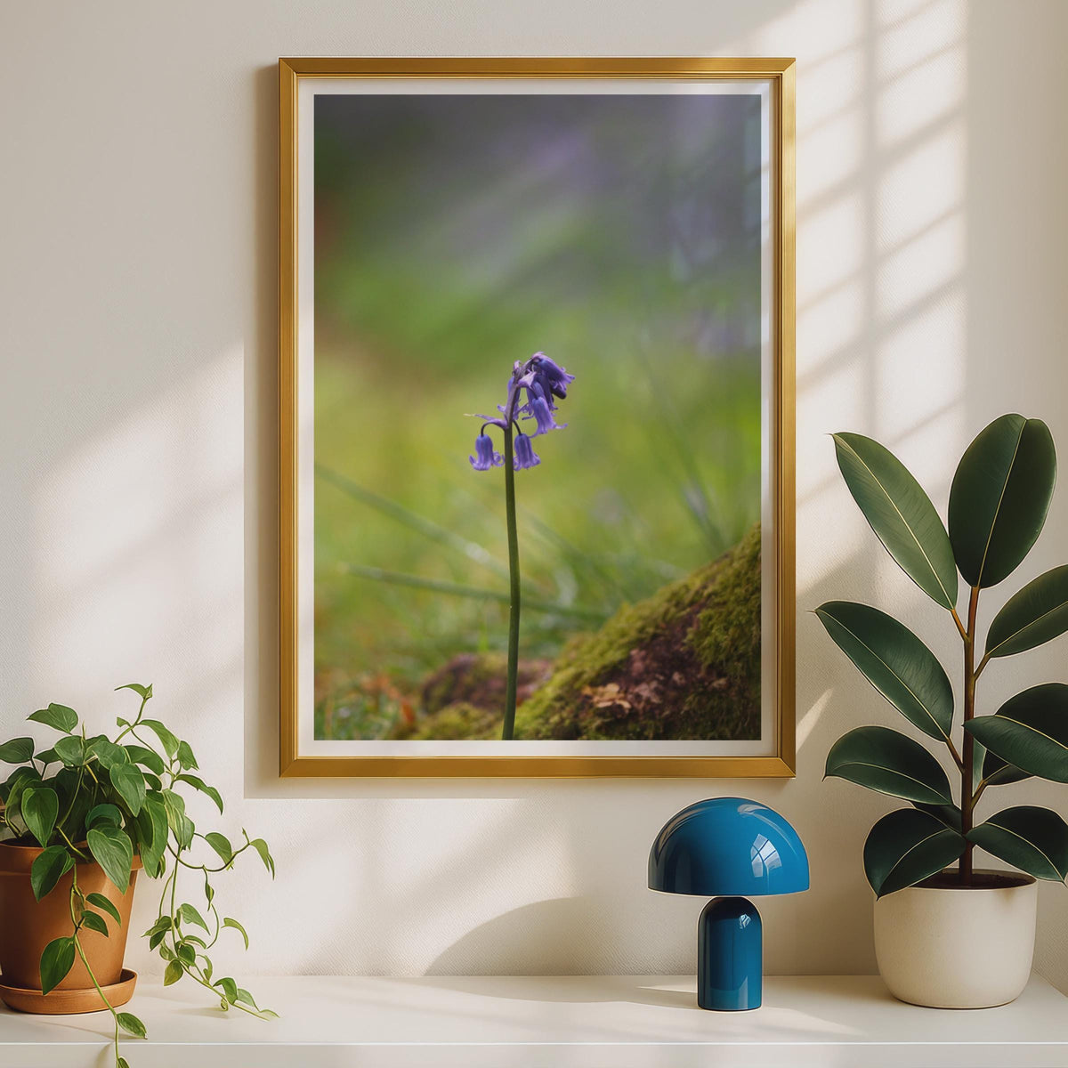 Bluebell Flower Photography Print, Single Bluebell Poster, British Wildflower Wall Art, Purple Botanical Photo, Woodland Nature Print