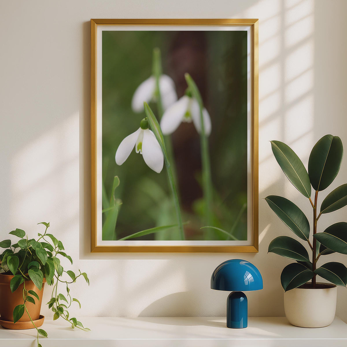 Snowdrop Flower Photography Print, White Spring Flowers Wall Art, Botanical Nature Poster, Garden Floral Print, Green and White Home Decor