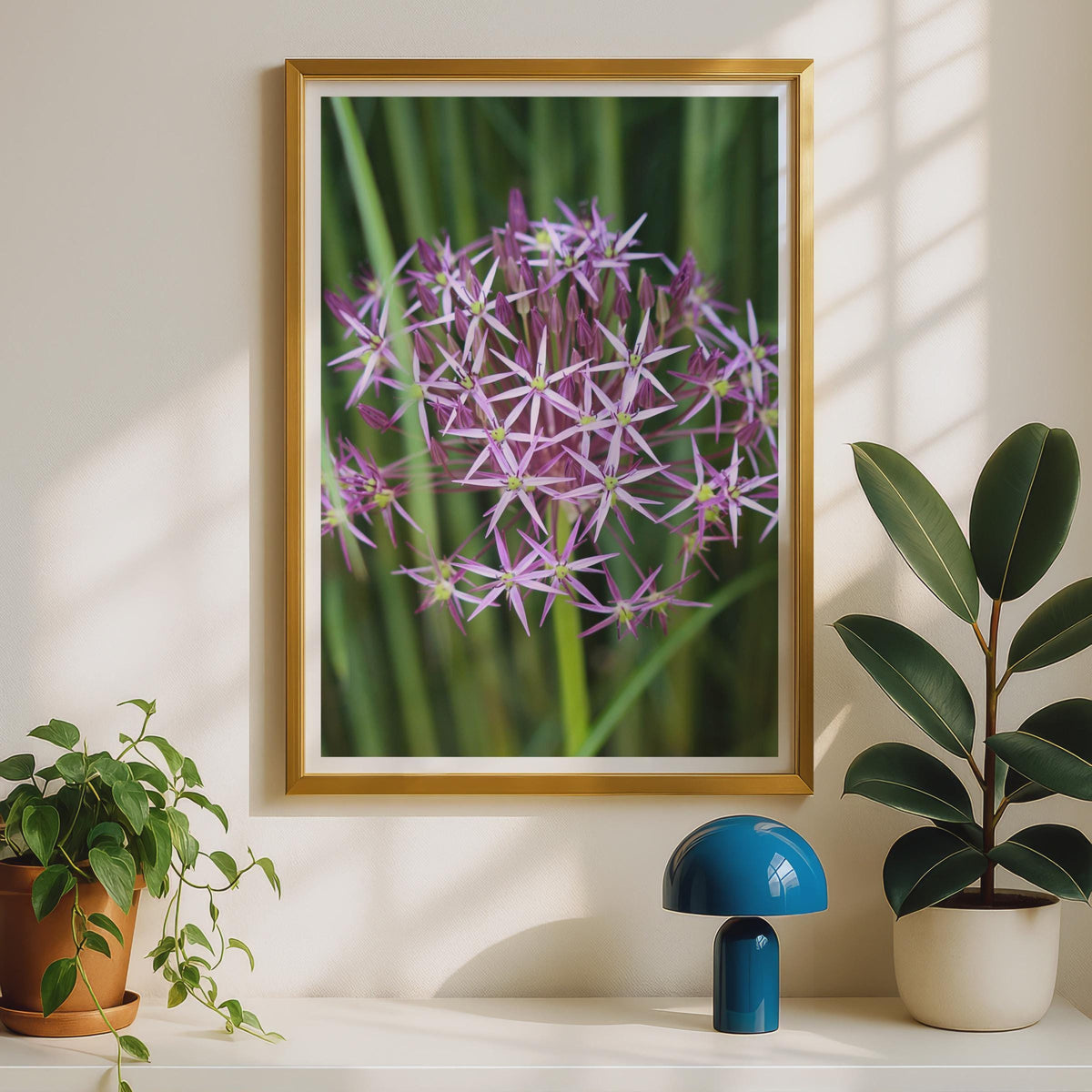 Allium Flower Print, Purple Star Allium Poster, Botanical Wall Art, Garden Flower Photography, Floral Home Decor, Macro Nature Print