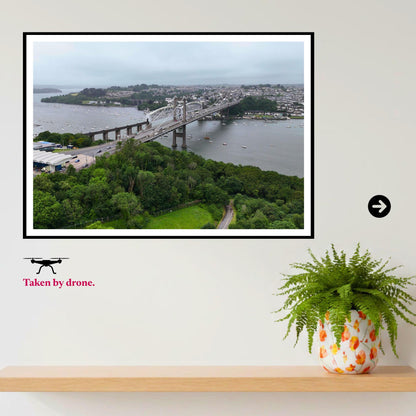 Royal Albert Bridge & Tamar Bridge Drone Print | Plymouth Devon Wall Art | Historic River Tamar Photography | Cornwall Landscape Gift